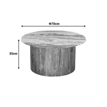 Τραπέζι σαλονιού Sergy pakoworld σετ 2 τμχ μασίφ ξύλο ακακίας σε φυσική απόχρωση με επιφάνεια μαρμάρου