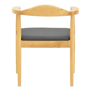 Πολυθρόνα Joube pakoworld rubberwood σε φυσική απόχρωση με μαύρο pu μαξιλάρι 59x48x73εκ 2 τμχ