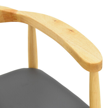 Πολυθρόνα Joube pakoworld rubberwood σε φυσική απόχρωση με μαύρο pu μαξιλάρι 59x48x73εκ 2 τμχ