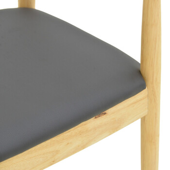 Πολυθρόνα Joube pakoworld rubberwood σε φυσική απόχρωση με μαύρο pu μαξιλάρι 59x48x73εκ 2 τμχ