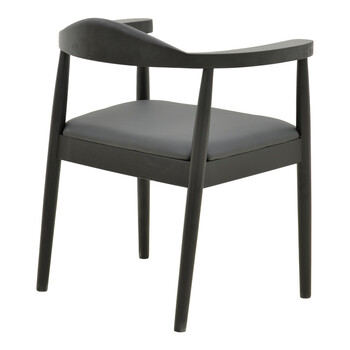 Πολυθρόνα Joube pakoworld rubberwood σε μαύρη απόχρωση με μαύρο pu μαξιλάρι 59x48x73εκ 2 τμχ