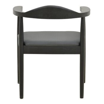 Πολυθρόνα Joube pakoworld rubberwood σε μαύρη απόχρωση με μαύρο pu μαξιλάρι 59x48x73εκ 2 τμχ