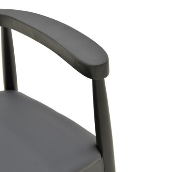 Πολυθρόνα Joube pakoworld rubberwood σε μαύρη απόχρωση με μαύρο pu μαξιλάρι 59x48x73εκ 2 τμχ