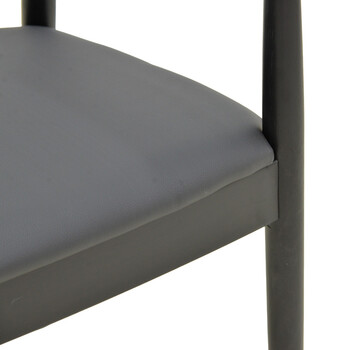 Πολυθρόνα Joube pakoworld rubberwood σε μαύρη απόχρωση με μαύρο pu μαξιλάρι 59x48x73εκ 2 τμχ