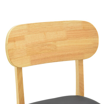 Καρέκλα Bedona pakoworld rubberwood σε φυσική απόχρωση με μαύρο pu μαξιλάρι 47x46x80εκ 2 τμχ