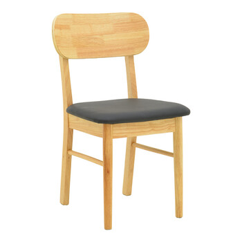 Καρέκλα Bedona pakoworld rubberwood σε φυσική απόχρωση με μαύρο pu μαξιλάρι 47x46x80εκ 2 τμχ