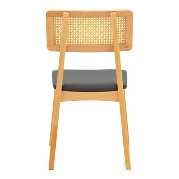 Καρέκλα Renna pakoworld ξύλο οξιάς σε φυσική απόχρωση με μαύρο pu μαξιλάρι 48x52x79εκ 2 τμχ