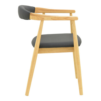 Πολυθρόνα Sandi pakoworld rubberwood σε φυσική απόχρωση με μαύρο pu μαξιλάρι 50x60x80εκ 2 τμχ