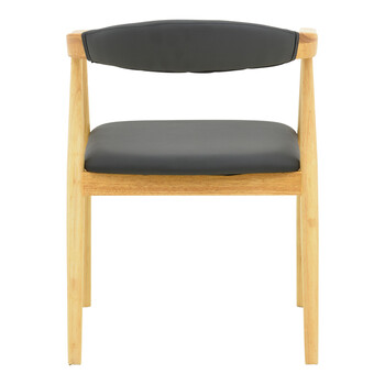 Πολυθρόνα Sandi pakoworld rubberwood σε φυσική απόχρωση με μαύρο pu μαξιλάρι 50x60x80εκ 2 τμχ