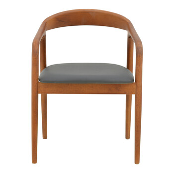 Πολυθρόνα Hogie pakoworld rubberwood καρυδί- μαύρο pu μαξιλάρι 61x60x76εκ 2 τμχ