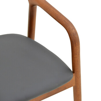 Πολυθρόνα Hogie pakoworld rubberwood καρυδί- μαύρο pu μαξιλάρι 61x60x76εκ 2 τμχ