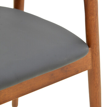 Πολυθρόνα Hogie pakoworld rubberwood καρυδί- μαύρο pu μαξιλάρι 61x60x76εκ 2 τμχ