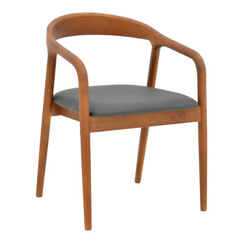 Πολυθρόνα Hogie pakoworld rubberwood καρυδί- μαύρο pu μαξιλάρι 61x60x76εκ 2 τμχ