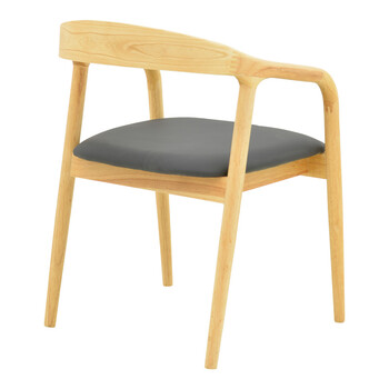 Πολυθρόνα Hogie pakoworld rubberwood σε φυσική απόχρωση με μαύρο pu μαξιλάρι 61x60x76εκ 2 τμχ