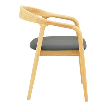 Πολυθρόνα Hogie pakoworld rubberwood σε φυσική απόχρωση με μαύρο pu μαξιλάρι 61x60x76εκ 2 τμχ