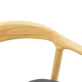 Πολυθρόνα Hogie pakoworld rubberwood σε φυσική απόχρωση με μαύρο pu μαξιλάρι 61x60x76εκ 2 τμχ