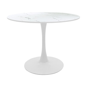 Τραπεζαρία Balou-Parker pakoworld σετ 5τεμ λευκό-μπεζ Φ120x73εκ