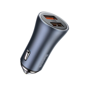 Baseus Car Charger Golden Contactor Pro Dual Quick Charger U+U PD 3.0, QC 4+ SCP FCP AFC 40W Dark Gray (CCJD-A0G) (BASCCJD-A0G)