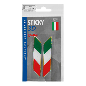 L1500.8 ΑΥΤΟΚΟΛΛΗΤΟ ΣΗΜΑ 3D ΣΗΜΑΙΑ ΙΤΑΛΙΑΣ ΔΙΑΓΩΝΙΑ 88x16mm LAMPA - 2 Τεμ.
