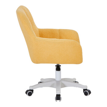 Καρέκλα γραφείου εργασίας Givole pakoworld σε κίτρινο μπουκλέ ύφασμα 55x55x75-84εκ