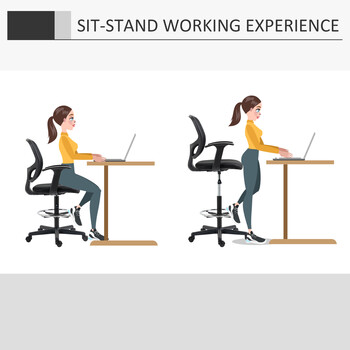 Καρέκλα γραφείου Vinsetto με ρυθμιζόμενο ύψος με μπράτσα, ρόδες και επενδυμένο κάθισμα, 60x56x110-132 cm, Μαύρο 921-598