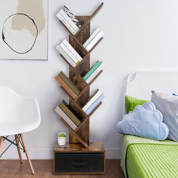 BAKAJI  Βιβλιοθήκη Μοντέρνου Βιομηχανικού Σχεδιασμού Ράφι 10 Επιπέδων με Υφασμάτινο Συρτάρι  02825720