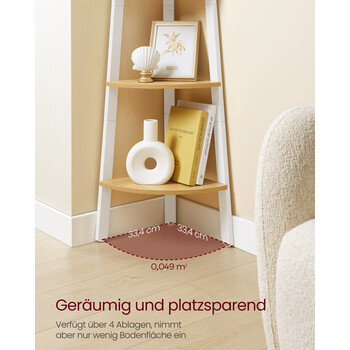 Γωνιακή Ραφιέρα VASAGLE 4 Επιπέδων, Φυσική Δρυς/Λευκό&nbsp