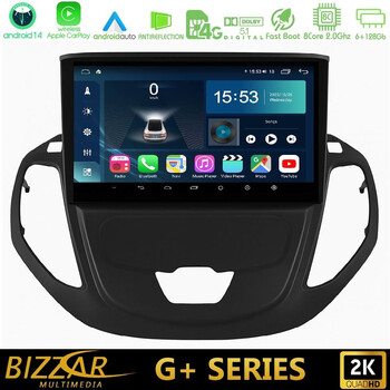 Bizzar g+ Series Ford Transit Courier 2015-2023 8core Android14 6+128gb Navigation Multimedia Tablet 9" u-g-Fd3002