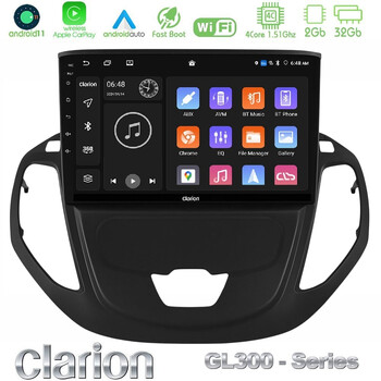 Clarion Gl300 Series 4core Android11 2+32gb Ford Transit Courier 2015-2023 Navigation Multimedia Tablet 9" με Carplay & Android Auto u-gl3-Fd3002