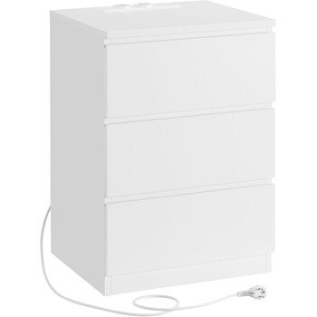 VASAGLE Κομοδίνο 40x35x59cm με Πρίζα και USB Θύρες σε Λευκό Χρώμα LET631W14V1