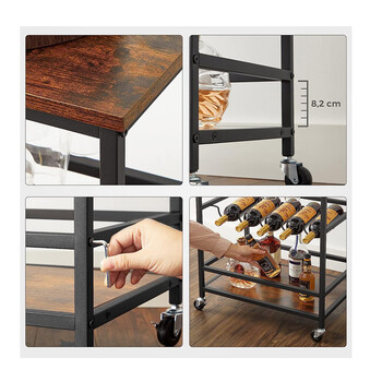 Μεταλλικό Τρόλεϊ Μπαρ 60 x 40 x 75 cm VASAGLE LRC087B01