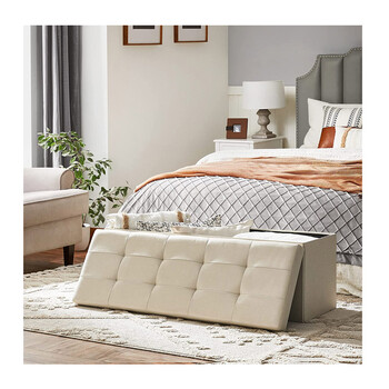 Πτυσσόμενο Σκαμπό με Αποθηκευτικό Χώρο Χρώματος Μπεζ 110 x 38 x 38 cm Songmics LSF77BE