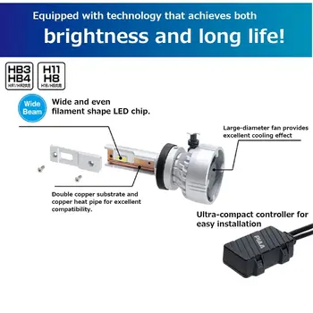 PIAA LEH221 Headlight LED conversion bulb 6000K /45W per bulb 5600lm from 2 bulbs
For H11/H8/H9/H16 Halogen sockets