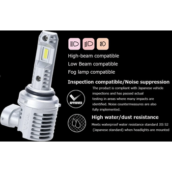 PIAA LEH231 Headlight LED conversion bulb 6000K /34W per bulb 6000lm from 2 bulbs
For HB3/HB4/HIR1/HIR2 Halogen sockets