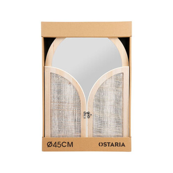 Ostaria Καθρέφτης Ξύλινος Mdf με Φυσικό Φινίρισμα σε Κουτί Kraft -37070
