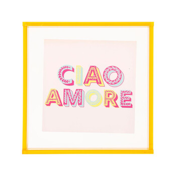 Ostaria Διακοσμητικό τοίχου Ακρυλικό 'Ciao amore' πορτοκαλί 14x14cm -37556