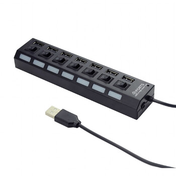 GEMBIRD USB2.0 7-PORT HUB WITH SWITCHES POWER ADAPTER BLACK