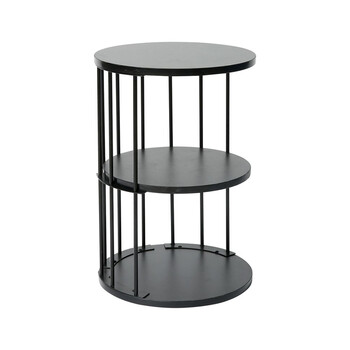 Ostaria Στρογγυλό Τραπέζι 3 Επιπέδων Μέταλλο Και Ξύλο Μαύρο -35474