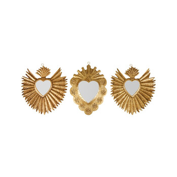 Σετ 3 Καθρεφτών Μεταλλικών 'Exvoto' σε Χρυσό, Ασημί και Χαλκό - 20 x 20cm 36683 Ostaria