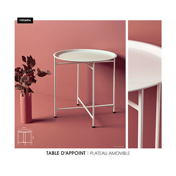 Ostaria Τραπεζάκι Μεταλλικό Λευκό -35479