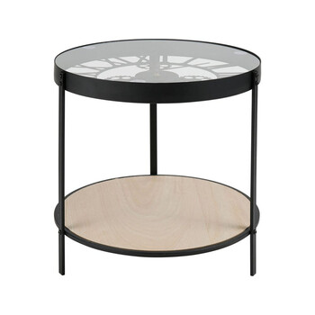 Ostaria Τραπέζι Μέταλλο Γυαλί Ξύλο 'Ρολόι' Μαύρο -35647