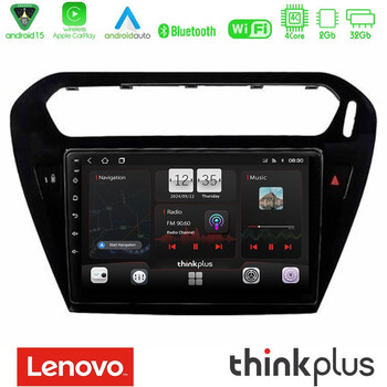 Lenovo Thinkplus Series 4core Android15 2+32gb  Citroen c-Elysee / Peugeot 301 Navigation Multimedia Tablet 9" με Carplay & Android Auto (Μαύρο)) u-sqz-Ct0070bl