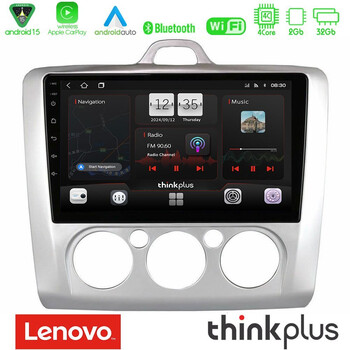 Lenovo Thinkplus Series 4core Android15 2+32gb  Ford Focus Manual ac Navigation Multimedia Tablet 9" με Carplay & Android Auto u-sqz-Fd0041m