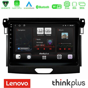 Lenovo Thinkplus Series 4core Android15 2+32gb  Ford Ranger 2017-2022 Navigation Multimedia Tablet 9" με Carplay & Android Auto u-sqz-Fd0617