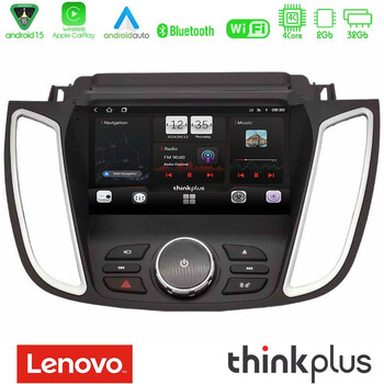Lenovo Thinkplus Series 4core Android15 2+32gb  Ford Kuga/c-max 2013-2019 Navigation Multimedia Tablet 9" με Carplay & Android Auto u-sqz-Fd2025
