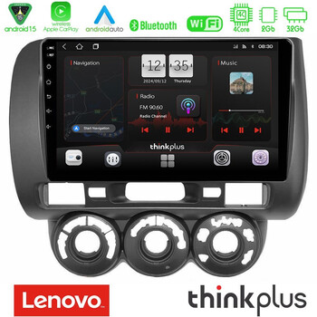 Lenovo Thinkplus Series 4core Android15 2+32gb  Honda Jazz 2002-2008 (Manual A/c) Navigation Multimedia Tablet 9" με Carplay & Android Auto u-sqz-Hd0589