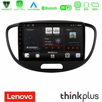 Lenovo Thinkplus Series 4core Android15 2+32gb  Hyundai i10 2008-2014 Navigation Multimedia Tablet 9" με Carplay & Android Auto u-sqz-Hy0551