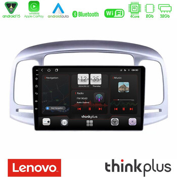 Lenovo Thinkplus Series 4core Android15 2+32gb  Hyundai Accent 2006-2011 Navigation Multimedia Tablet 9" με Carplay & Android Auto u-sqz-Hy0711