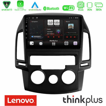 Lenovo Thinkplus Series 4core Android15 2+32gb  Hyundai i30 2007-2012 Manual a/c Navigation Multimedia Tablet 9" με Carplay & Android Auto u-sqz-Hy0799