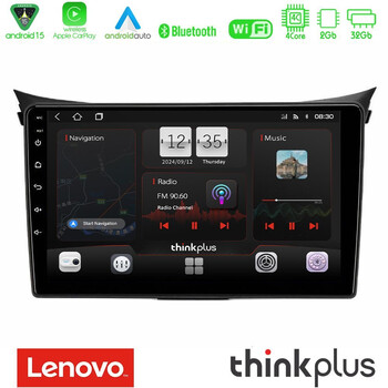 Lenovo Thinkplus Series 4core Android15 2+32gb  Hyundai i30 2012-2017 Navigation Multimedia Tablet 9" με Carplay & Android Auto u-sqz-Hy0833